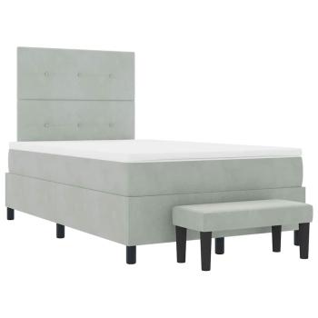 Boxspringbett mit Matratze und Bank Hellgrau 120x200 cm Velvet