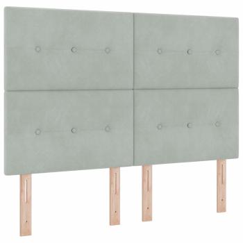 ARDEBO.de - Boxspringbett mit Matratze & Bank Hellgrau 140x190 cm Samt