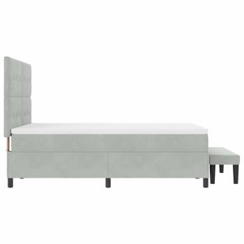Boxspringbett mit Matratze & Bank Hellgrau 140x190 cm Samt