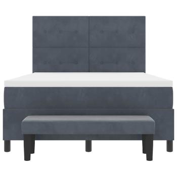 Boxspringbett mit Kopfteil Dunkelgrau 190 x 140 cm Samt