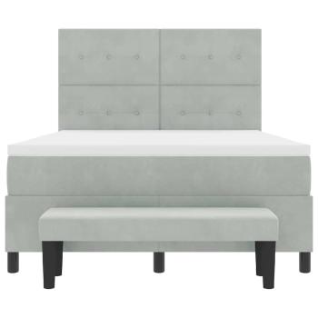 Boxspringbett mit Matratze & Bank Hellgrau 140x200 cm Samt