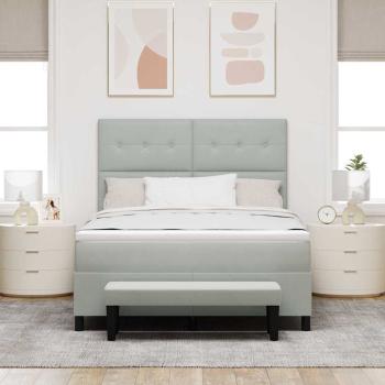 Boxspringbett mit Matratze & Bank Hellgrau 140x200 cm Samt