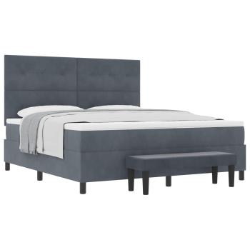Boxspringbett mit Matratze und Bank Dunkelgrau 180x200 cm Samt