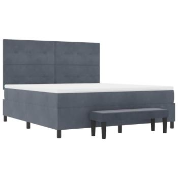 Boxspringbett mit Matratze und Bank Dunkelgrau 180x200 cm Samt