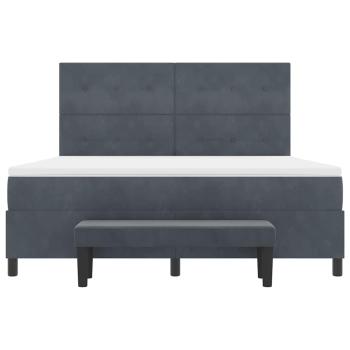 Boxspringbett mit Matratze und Bank Dunkelgrau 180x200 cm Samt