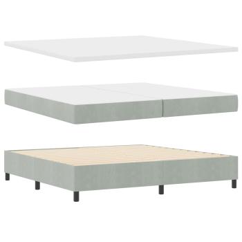 Boxspringbett mit Matratze & Bank Hellgrau 200x200 cm Samt