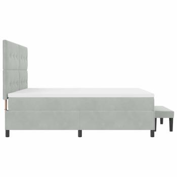Boxspringbett mit Matratze & Bank Hellgrau 200x200 cm Samt