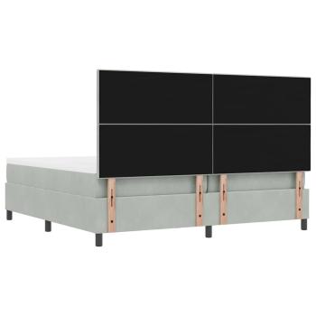 Boxspringbett mit Matratze & Bank Hellgrau 200x200 cm Samt