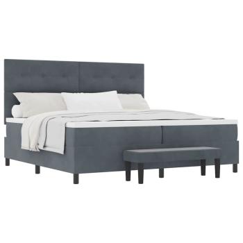 Boxspringbett mit Matratze & Bank Dunkelgrau 200x200 cm Samt