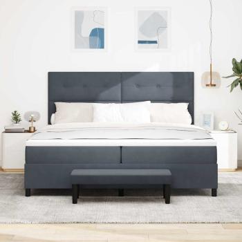 Boxspringbett mit Matratze & Bank Dunkelgrau 200x200 cm Samt