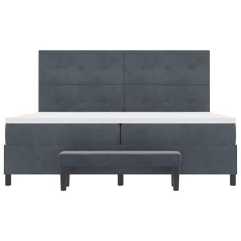 Boxspringbett mit Matratze & Bank Dunkelgrau 200x200 cm Samt