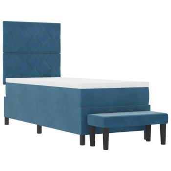 Boxspringbett mit Matratze & Bank Dunkelblau 80x200 cm Samt