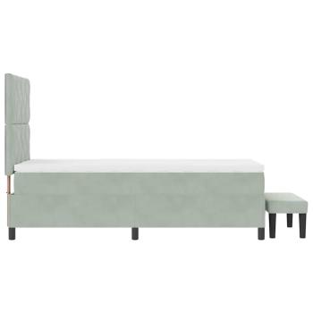 Boxspringbett mit Matratze & Bank Hellgrau 90x190 cm Samt