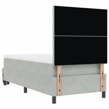 Boxspringbett mit Matratze & Bank Hellgrau 90x190 cm Samt