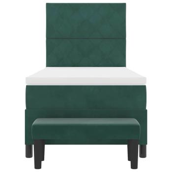 Boxspringbett mit Matratze & Bank Dunkelgrün 90x190 cm Samt