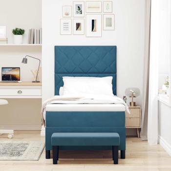 Boxspringbett mit Matratze & Bank Dunkelblau 90x200 cm Velours