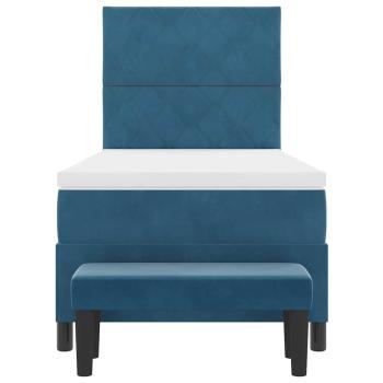 Boxspringbett mit Matratze & Bank Dunkelblau 90x200 cm Velours