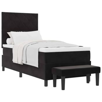 Boxspringbett mit Matratze & Bank Schwarz 100x200 cm Samt