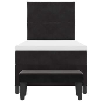 Boxspringbett mit Matratze & Bank Schwarz 100x200 cm Samt