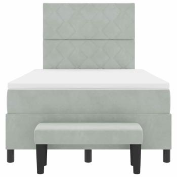 Boxspringbett mit Matratze & Bank Hellgrau 120x200 cm Samt