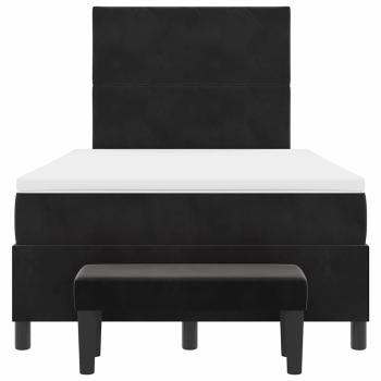 Boxspringbett mit Matratze & Bank Schwarz 120x200 cm Samt