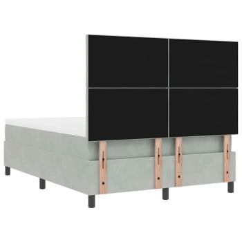 Boxspringbett mit Matratze & Bank Hellgrau 140x190 cm Samt