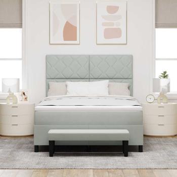 Boxspringbett mit Matratze & Bank Hellgrau 160x200 cm Samt