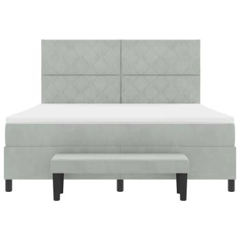 Boxspringbett mit Matratze & Bank Hellgrau 180x200 cm Samt