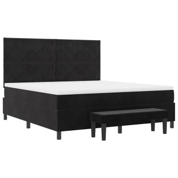 Boxspringbett mit Matratze & Bank Schwarz 180x200 cm Samt