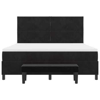 Boxspringbett mit Matratze & Bank Schwarz 180x200 cm Samt