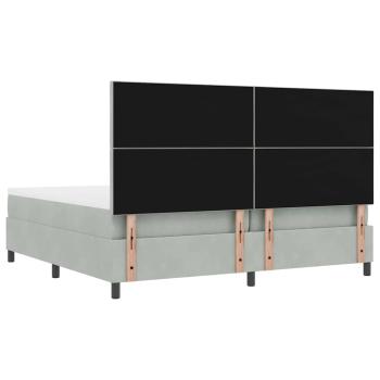Boxspringbett mit Matratze & Bank Hellgrau 200x200 cm Samt