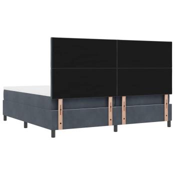 Boxspringbett mit Matratze & Bank Dunkelgrau 200x200 cm Samt
