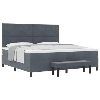 Boxspringbett mit Matratze & Bank Dunkelgrau 200x200 cm Samt