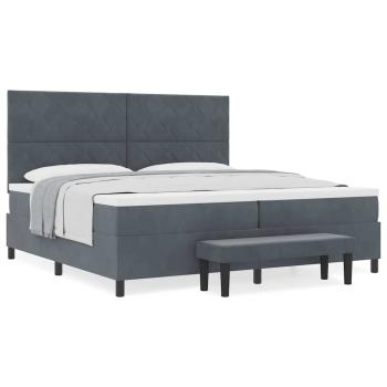 Boxspringbett mit Matratze & Bank Dunkelgrau 200x200 cm Samt