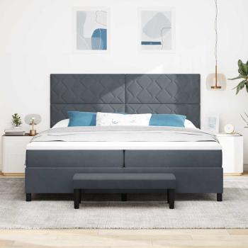 Boxspringbett mit Matratze & Bank Dunkelgrau 200x200 cm Samt