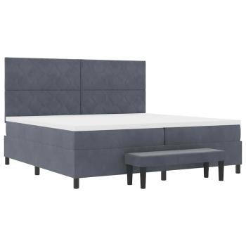 Boxspringbett mit Matratze & Bank Dunkelgrau 200x200 cm Samt