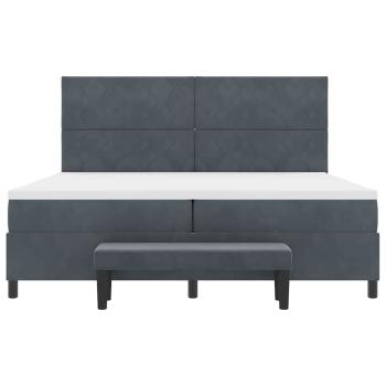 Boxspringbett mit Matratze & Bank Dunkelgrau 200x200 cm Samt