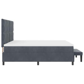 Boxspringbett mit Matratze & Bank Dunkelgrau 200x200 cm Samt