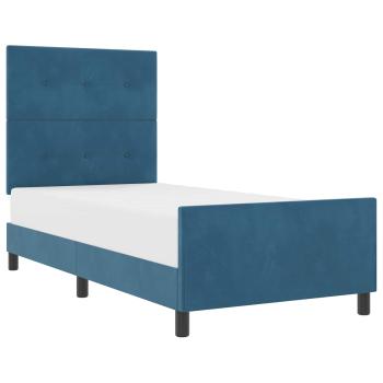 Boxspringbett mit Kopfteil Dunkelblau 100 x 200 cm Samt