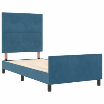 Boxspringbett mit Kopfteil Dunkelblau 100 x 200 cm Samt