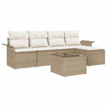 6-teiliges Garten Sofa Set mit Kissen Braun Poly Rattan
