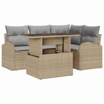 Gartensofa-set 5 stk. Beige Poly-Rattan