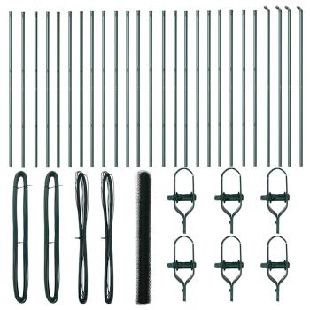 Hexagonzaun Grün 1,6 x 50 m Stahl, Zaunpfosten 13 Stück Grün Ø32 mm 210 cm verzinkter Stahl