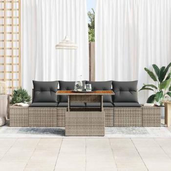 5-teiliges Garten Sofa Set mit Kissen Grau Poly Rattan