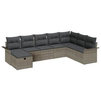 ARDEBO.de - 8-teiliges Garten Sofa Set mit Kissen Grau Poly Rattan