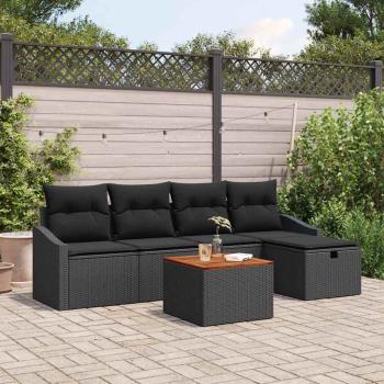 ARDEBO.de - Gartensofa-set 6 stk. Schwarz Poly Rattan