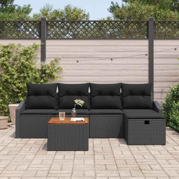 Gartensofa-set 6 stk. Schwarz Poly Rattan