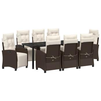 Garten Essgruppe 9 stk. Braun Poly-Rattan