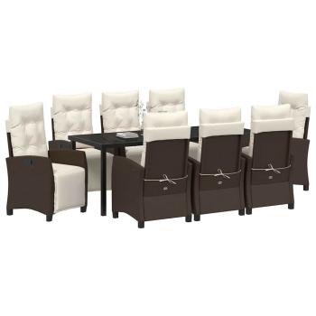 Garten Essgruppe 9 stk. Braun Poly-Rattan