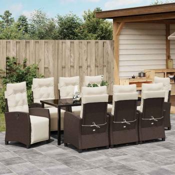 Garten Essgruppe 9 stk. Braun Poly-Rattan
